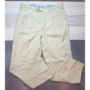 Luciano Barbera Pants Men 54 Beige Linen-cotton-blend Made In Italy